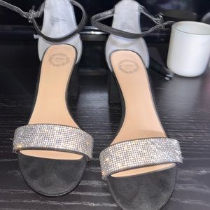 Black rhinestone heels